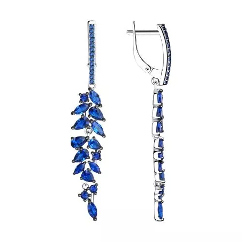 Серьги из серебра с фианитами