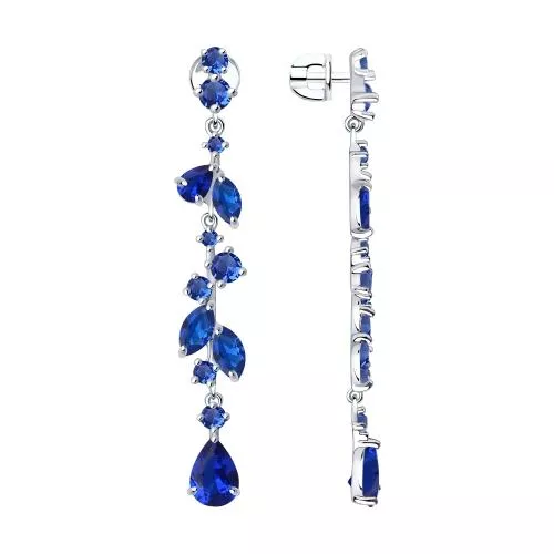 Серьги из серебра с фианитами