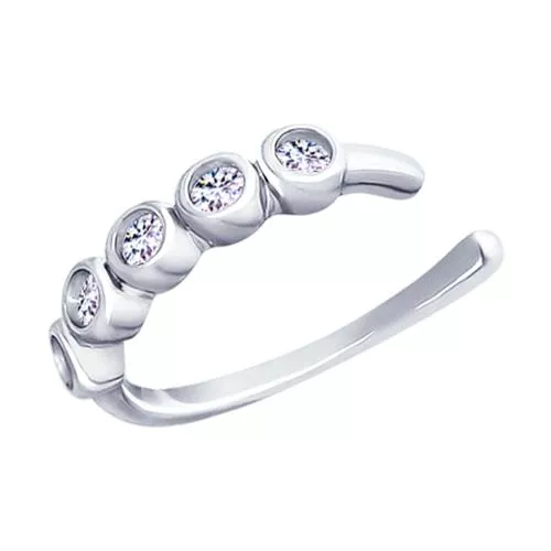 Серьга из серебра с фианитами