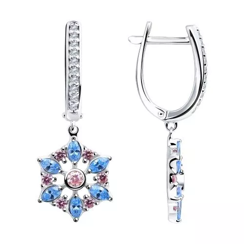 Серьги из серебра с фианитами