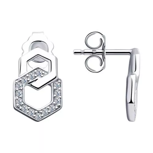 Серьги из серебра с фианитами