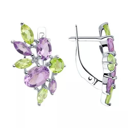 Серьги из серебра с полудрагоценными вставками