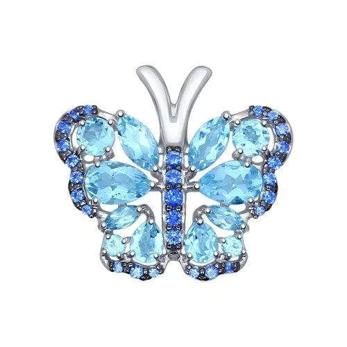 Подвеска в виде бабочки из серебра