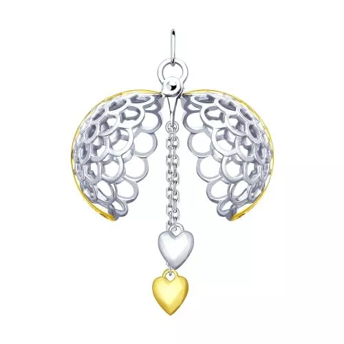 Раскрывающаяся серебряная подвеска «Два сердца»