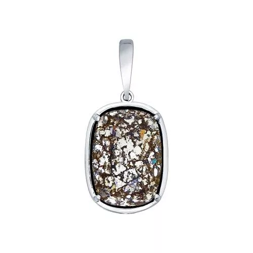 Подвеска из серебра с чёрным кристаллом Swarovski