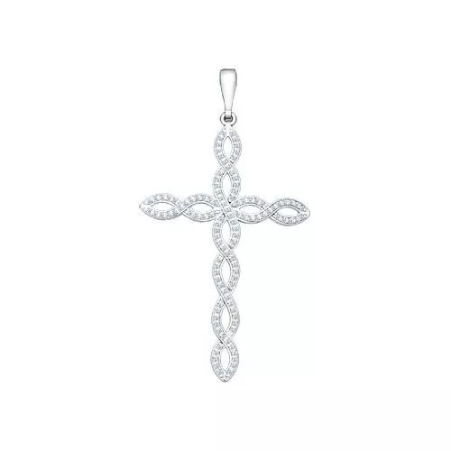Крест из серебра с фианитами