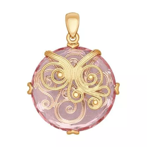 Подвеска из серебра с ситаллом и сканью