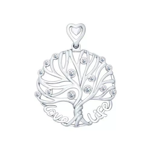 Подвеска из серебра с фианитами