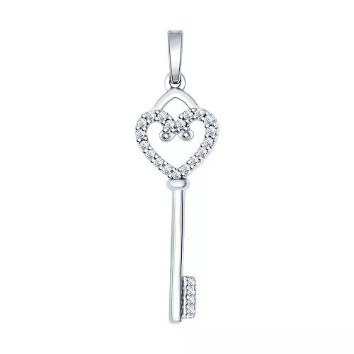 Подвеска в виде ключа с фианитами