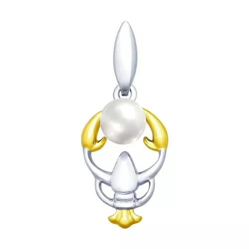 Серебряная подвеска «Рак» с жемчугом