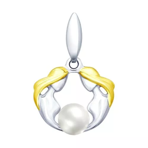 Серебряная подвеска «Близнецы» с жемчугом