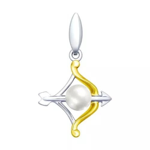 Серебряная подвеска «Стрелец» с жемчугом