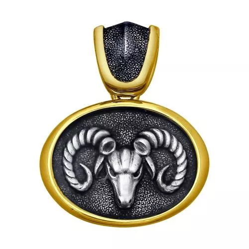 Подвеска «Знак зодиака Овен» из золочёного серебра