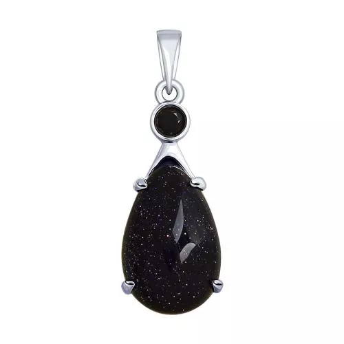 Подвеска из серебра с авантюрином и фианитом