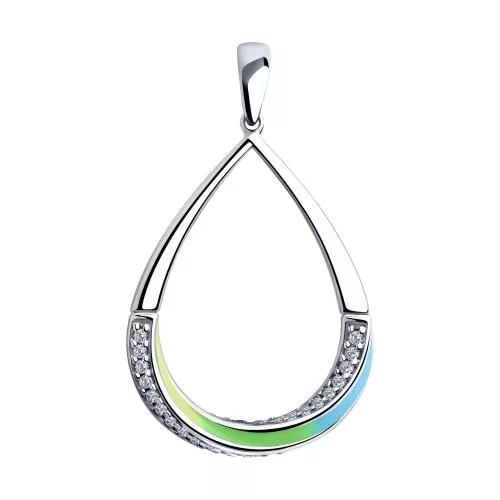 Подвеска из серебра с эмалью и фианитами