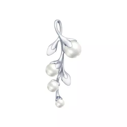 Подвеска из серебра с эмалью и жемчугом