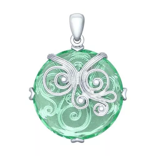 Подвеска из серебра с ситаллом и сканью