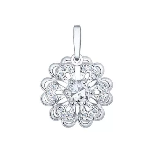 Подвеска из серебра с горным хрусталем и фианитами