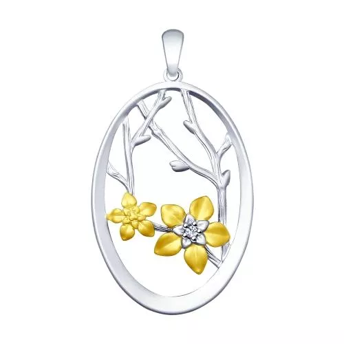 Подвеска из золочёного серебра с фианитом