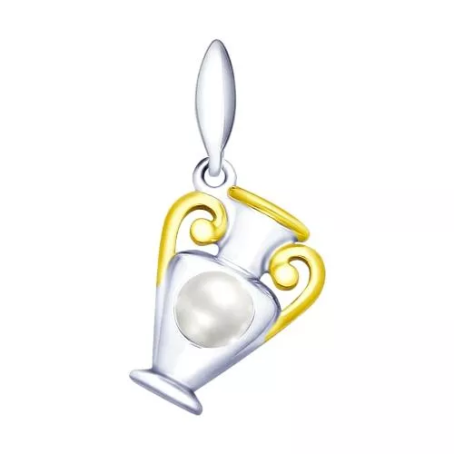 Серебряная подвеска «Водолей» с жемчугом