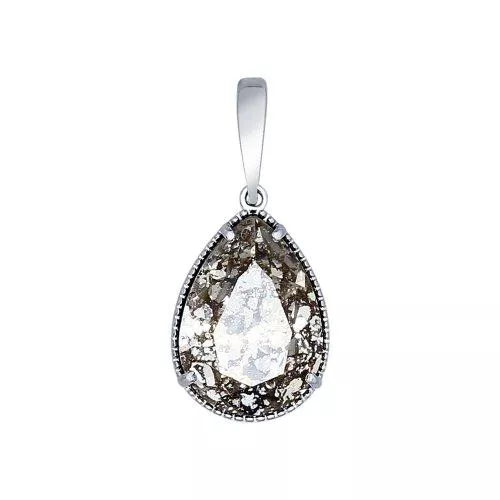 Подвеска из серебра с чёрным кристаллом Swarovski