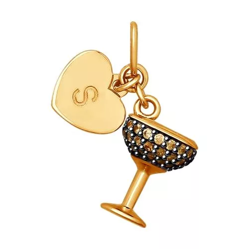 Подвеска из золочёного серебра с фианитами