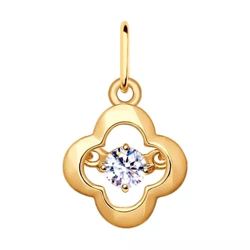 Подвеска из золочёного серебра с фианитом