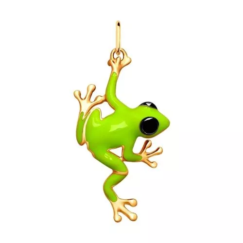 Подвеска «Лягушка» из золочёного серебра с эмалью