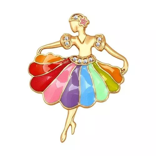 Подвеска с эмалью c фианитами «Модное платье»