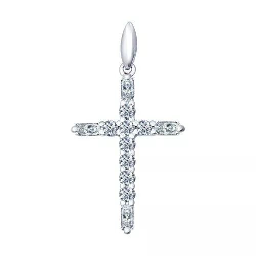 Крест из серебра с фианитами