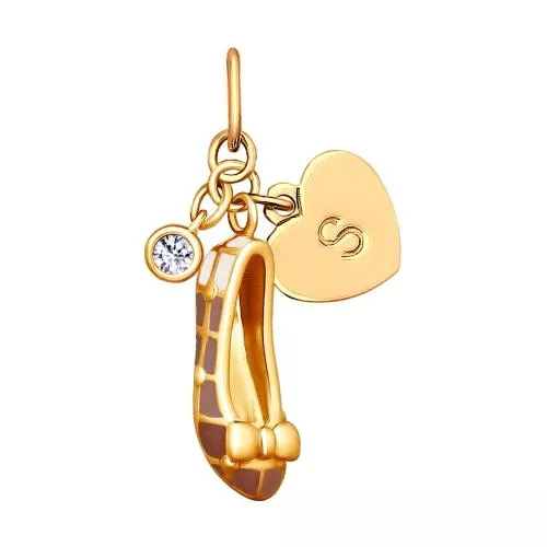 Подвеска из золочёного серебра с эмалью и фианитом