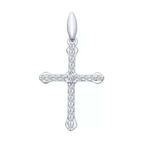 Крест из серебра с фианитами