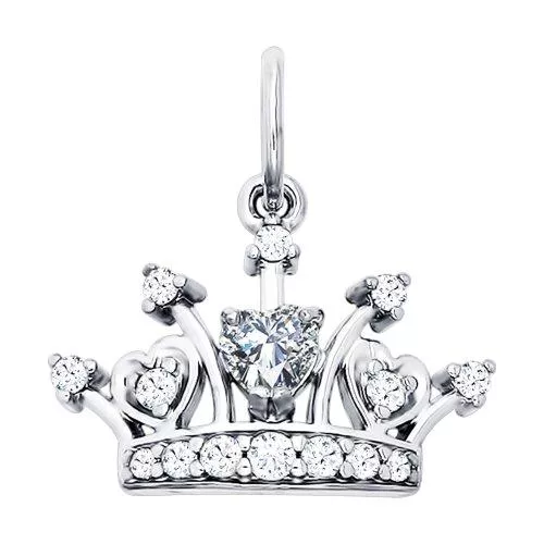 Серебряная подвеска «Корона» с фианитами