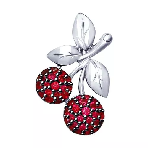 Подвеска «Вишенки» из серебра с фианитами