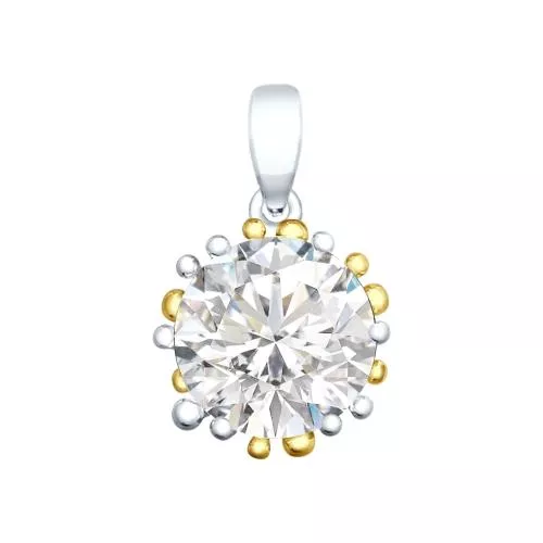 Подвеска  из серебра с золочением и горным хрусталём