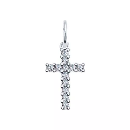 Подвеска крестик с фианитами
