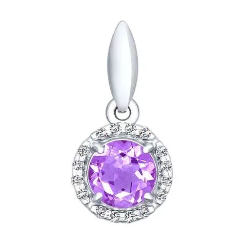 Подвеска из серебра с аметистом и фианитами