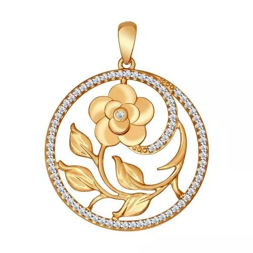 Подвеска из золочёного серебра с фианитами