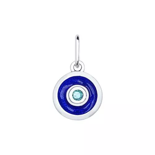 Подвеска из серебра с эмалью с зелёным фианитом