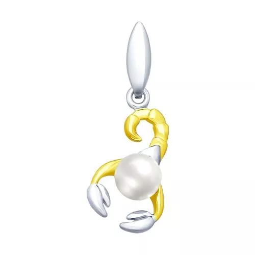 Серебряная подвеска «Скорпион» с жемчугом