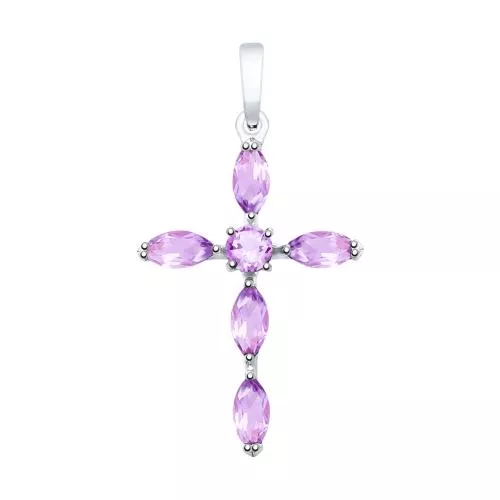 Крест из серебра с аметистами