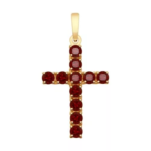 Подвеска из золочёного серебра с гранатами