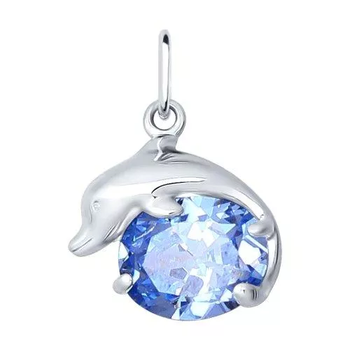 Подвеска «Дельфин» с фианитом