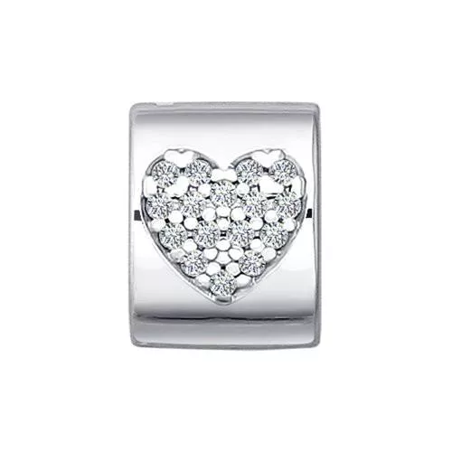 Подвеска-шарм из серебра с фианитами