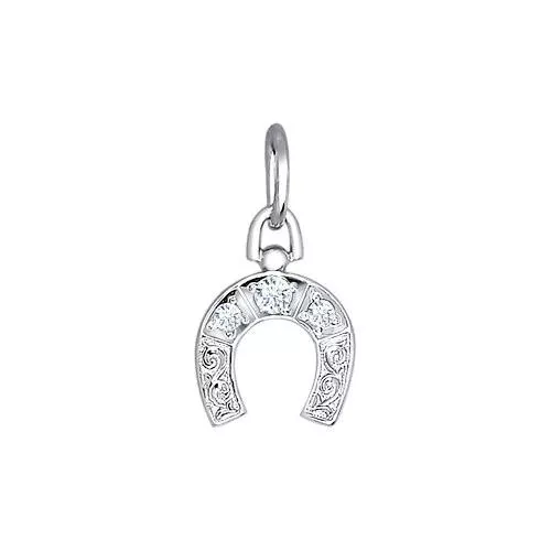 Серебряная подвеска-подкова с фианитами