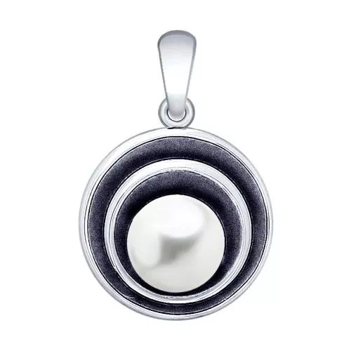 Подвеска из чернёного серебра с жемчугом