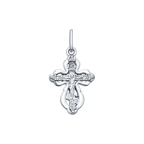 Крест из серебра с фианитами