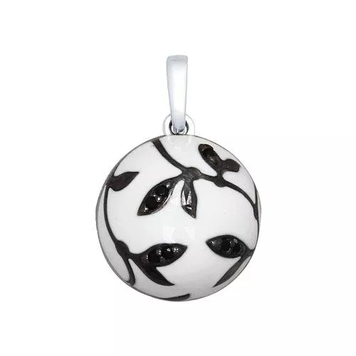 Подвеска из серебра с эмалью с чёрными фианитами