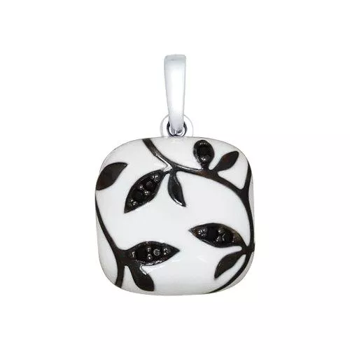 Подвеска из серебра с эмалью с чёрными фианитами