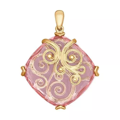 Подвеска из серебра с ситаллом и сканью